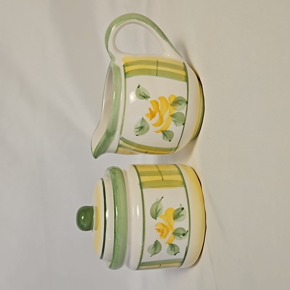 Cottage Core Royal Norfolk Yellow Rose Ceramic Creamer & Covered Sugar Bowl T5 - Picture 1 of 10